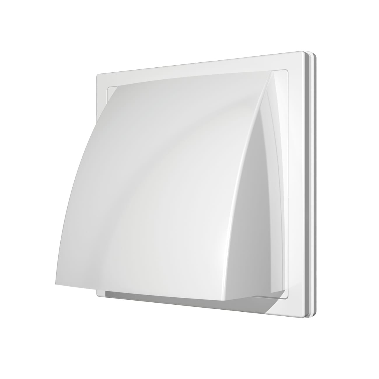 grila ventilatie o100mm patrata cu clapeta antiretur, exterior 150x150, asa plastic alb - imagine 3